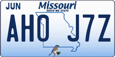 MO license plate AH0J7Z