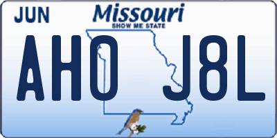 MO license plate AH0J8L