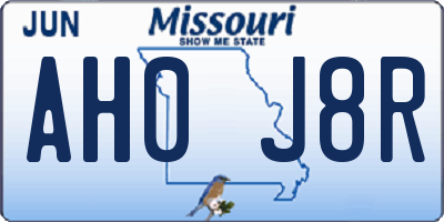 MO license plate AH0J8R