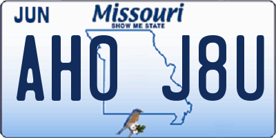 MO license plate AH0J8U