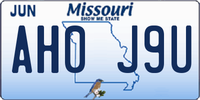 MO license plate AH0J9U