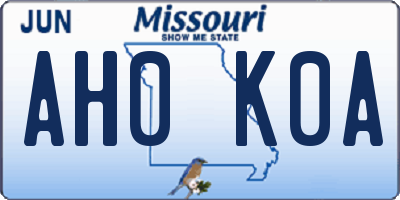 MO license plate AH0K0A