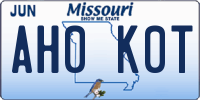 MO license plate AH0K0T