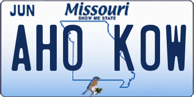 MO license plate AH0K0W
