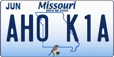 MO license plate AH0K1A