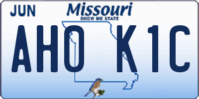 MO license plate AH0K1C