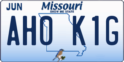 MO license plate AH0K1G