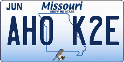 MO license plate AH0K2E