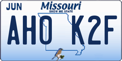MO license plate AH0K2F