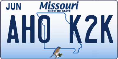 MO license plate AH0K2K