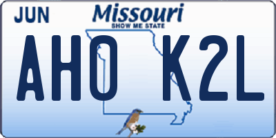 MO license plate AH0K2L
