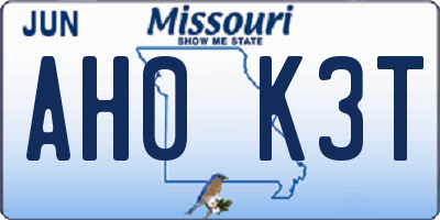 MO license plate AH0K3T