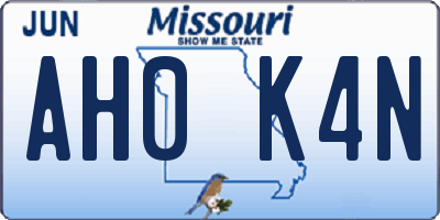 MO license plate AH0K4N