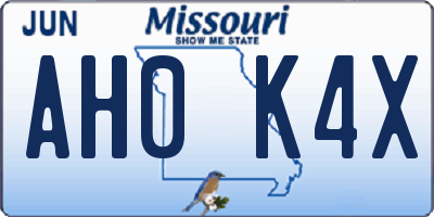 MO license plate AH0K4X