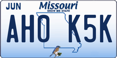 MO license plate AH0K5K
