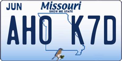 MO license plate AH0K7D