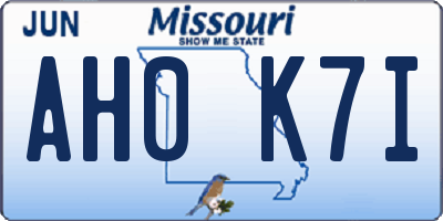 MO license plate AH0K7I