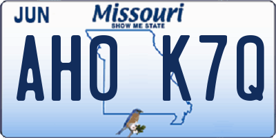 MO license plate AH0K7Q