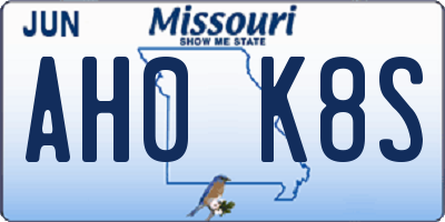 MO license plate AH0K8S
