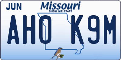 MO license plate AH0K9M
