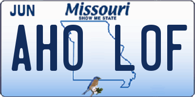 MO license plate AH0L0F