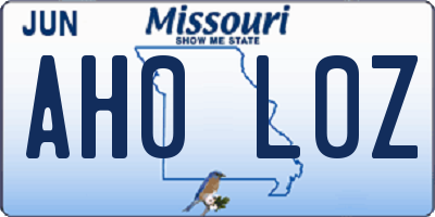 MO license plate AH0L0Z