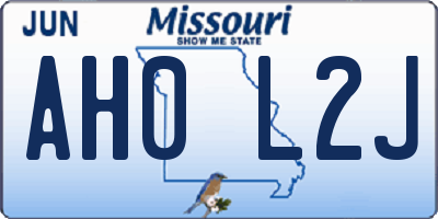 MO license plate AH0L2J