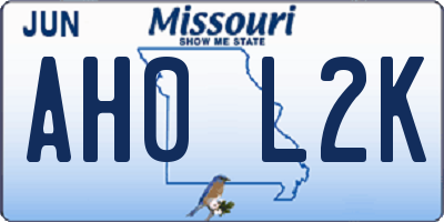 MO license plate AH0L2K