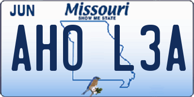 MO license plate AH0L3A