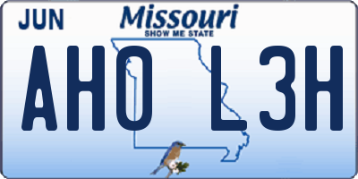 MO license plate AH0L3H