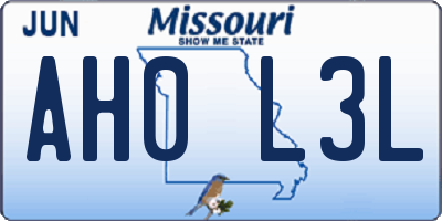 MO license plate AH0L3L