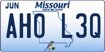 MO license plate AH0L3Q