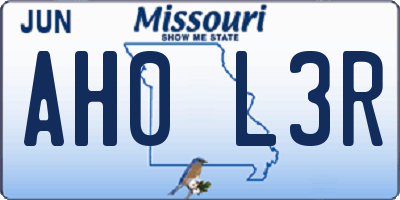 MO license plate AH0L3R