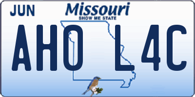 MO license plate AH0L4C