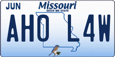 MO license plate AH0L4W