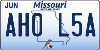 MO license plate AH0L5A