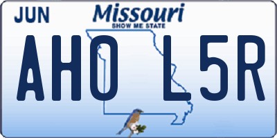 MO license plate AH0L5R