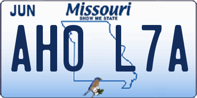 MO license plate AH0L7A