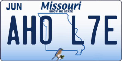MO license plate AH0L7E