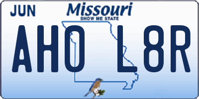 MO license plate AH0L8R