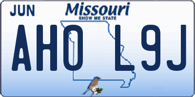 MO license plate AH0L9J