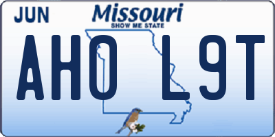 MO license plate AH0L9T