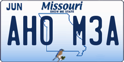 MO license plate AH0M3A
