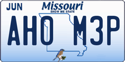 MO license plate AH0M3P