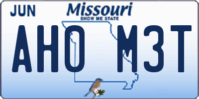 MO license plate AH0M3T