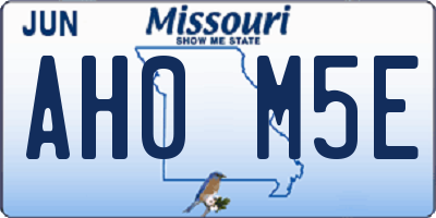 MO license plate AH0M5E