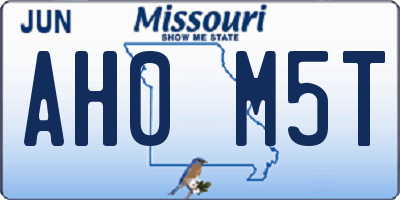 MO license plate AH0M5T