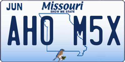 MO license plate AH0M5X