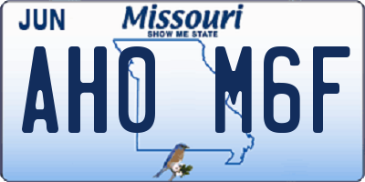 MO license plate AH0M6F