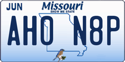 MO license plate AH0N8P